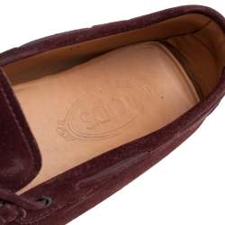 Tod's Burgundy Suede Bow Gommino Loafers Size 45.5