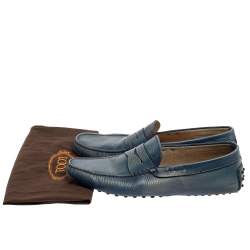 Tods Blue Leather Gommino Driving Loafers Size 45.5