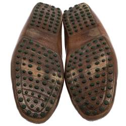 Pre Owned Tods Brown Leather Gommino Driving Slip On Loafer Size 45.5