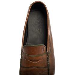 Pre Owned Tods Brown Leather Gommino Driving Slip On Loafer Size 45.5