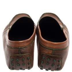 Pre Owned Tods Brown Leather Gommino Driving Slip On Loafer Size 45.5