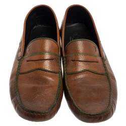 Pre Owned Tods Brown Leather Gommino Driving Slip On Loafer Size 45.5