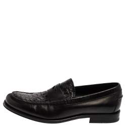 مملوكة مسبقًا Tod's Black Croc Embossed And Leather Slip On Loafer Size 42