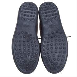 Pre Owned حذاء رياضى تودز مرتفع للكاحل أربطة جلد بنى مقاس 42.5 