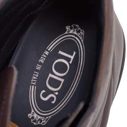 Pre Owned حذاء رياضى تودز مرتفع للكاحل أربطة جلد بنى مقاس 42.5 