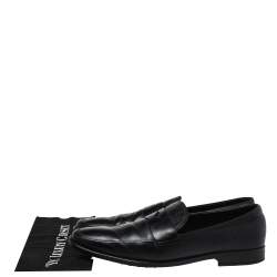Pre Owned Tod's Black Leather Penny Slip On Loafers Size 45