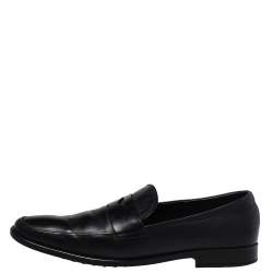 Pre Owned Tod's Black Leather Penny Slip On Loafers Size 45