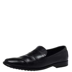 Pre Owned Tod's Black Leather Penny Slip On Loafers Size 45