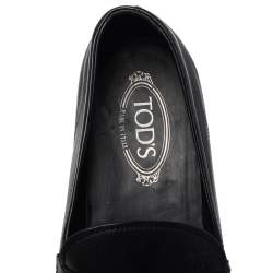 Pre Owned Tod's Black Leather Penny Slip On Loafers Size 45