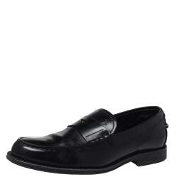 Tod's Black Leather Penny Slip On Loafers Size 39.5