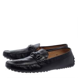 Tod's Black Leather Slip On Loafers Size 44.5