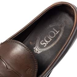 Tod's Brown Leather Penny Slip On Loafers Size 39.5