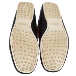 Pre Owned Tod's For Ferrari Navy Blue/Red Leather Lace Loafers Size 41