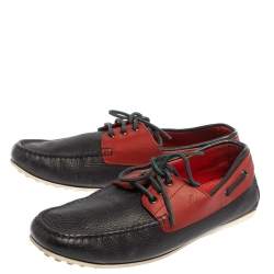 Pre Owned Tod's For Ferrari Navy Blue/Red Leather Lace Loafers Size 41