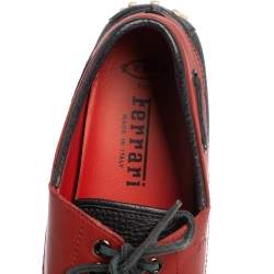 Pre Owned Tod's For Ferrari Navy Blue/Red Leather Lace Loafers Size 41