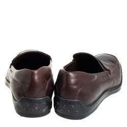 Pre Owned Tod's Brown Leather Penny Slip On Loafers Size 43