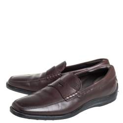 Pre Owned Tod's Brown Leather Penny Slip On Loafers Size 43