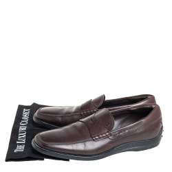 Pre Owned Tod's Brown Leather Penny Slip On Loafers Size 43