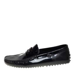 Pre Owned حذاء لوفرز تودز سليب أون بيني جلد لامع أسود مقاس 43