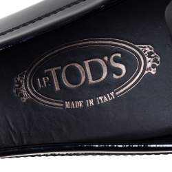 Pre Owned حذاء لوفرز تودز سليب أون بيني جلد لامع أسود مقاس 43