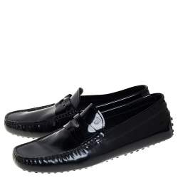 Pre Owned حذاء لوفرز تودز سليب أون بيني جلد لامع أسود مقاس 43