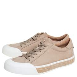 Pre Owned Tod's Beige Nubuck Leather Low Top Sneakers Size 41