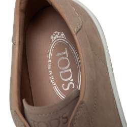 Pre Owned Tod's Beige Nubuck Leather Low Top Sneakers Size 41