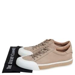 Pre Owned Tod's Beige Nubuck Leather Low Top Sneakers Size 41