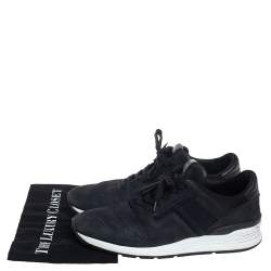 Pre Owned حذاء رياضي تودز جلد نوبوك أسود مزين شعار الماركة حرف تي منخفض من أعلى مقاس 44.5