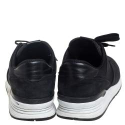 Pre Owned حذاء رياضي تودز جلد نوبوك أسود مزين شعار الماركة حرف تي منخفض من أعلى مقاس 44.5