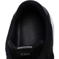 Pre Owned حذاء رياضي تودز جلد نوبوك أسود مزين شعار الماركة حرف تي منخفض من أعلى مقاس 44.5