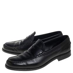 Pre Owned Tod's Black Leather Penny Slip On Loafers Size 45