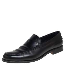 Pre Owned Tod's Black Leather Penny Slip On Loafers Size 45