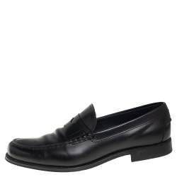 Pre Owned Tod's Black Leather Penny Slip On Loafers Size 45