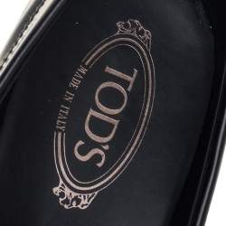 Pre Owned Tod's Black Leather Penny Slip On Loafers Size 45