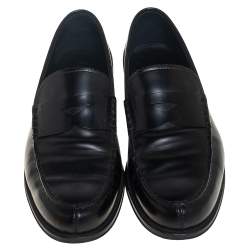 Pre Owned Tod's Black Leather Penny Slip On Loafers Size 45