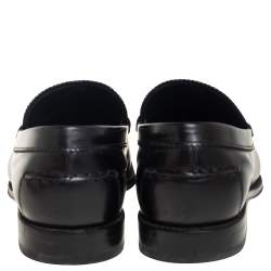 Pre Owned Tod's Black Leather Penny Slip On Loafers Size 45