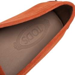 Pre Owned حذاء لوفرز تودز غومينو حرف تي مزدوج سويدي برتقالي مقاس 45.5