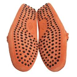 Pre Owned حذاء لوفرز تودز غومينو حرف تي مزدوج سويدي برتقالي مقاس 45.5