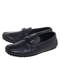 Pre Owned حذاء لوفرز تودز سليب أون جلد أسود مقاس 39