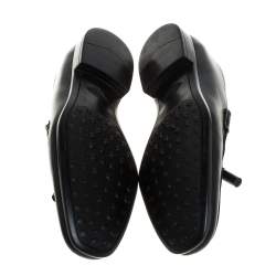 Pre Owned Tods Black Leather Tassel Loafers Size 42