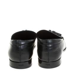 Pre Owned Tods Black Leather Tassel Loafers Size 42