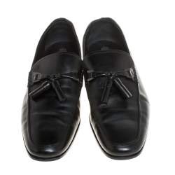Pre Owned Tods Black Leather Tassel Loafers Size 42