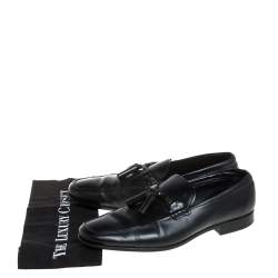 Pre Owned Tods Black Leather Tassel Loafers Size 42