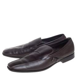 Tods Brown Leather Slip On Loafers Size 45.5