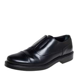Tod's Black Leather Cap Toe Slip On Oxford Size 42