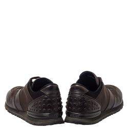 Pre Owned حذاء رياضي تودز جلد بني ونايلون بعنق منخفض مقاس 42