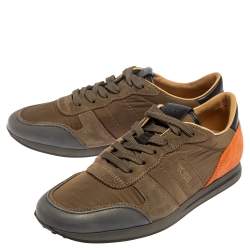 Pre Owned حذاء رياضي تودز رباط علوي جلد وسويدي متعدد الألوان مقاس 41