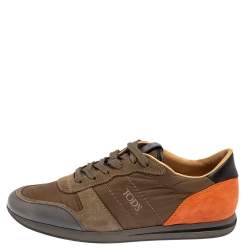 Pre Owned حذاء رياضي تودز رباط علوي جلد وسويدي متعدد الألوان مقاس 41