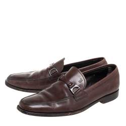 Pre Owned Tod's Brown Leather Slip On Loafers Size 43